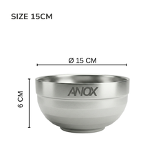 Tô chén bát Inox 304 Thiết kế Hàn Quốc | Hai lớp cách nhiệt | Hàng Việt Nam - Thương hiệu ANOX