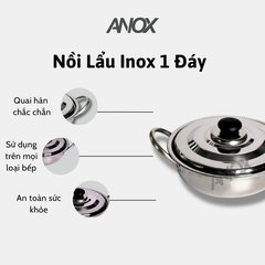 Nồi lẩu Inox ANOX 430 Không gỉ Đáy Từ  | Hàng Việt Nam