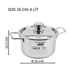 Nồi Inox 430 ANOX Không gỉ Đáy Từ - Hàng Việt Nam