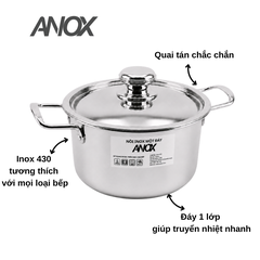 Nồi Inox 430 ANOX Không gỉ Đáy Từ - Hàng Việt Nam