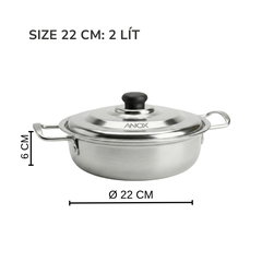 Nồi lẩu Inox ANOX 430 Không gỉ Đáy Từ  | Hàng Việt Nam