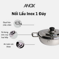 Nồi lẩu Inox ANOX 430 Không gỉ Đáy Từ  | Hàng Việt Nam