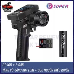 Tay điều khiển HotRC Huahang CT10B, vô-lăng kim loại, 4 kênh, kèm receiver mini 2.4G – Dùng cho xe RC RWD