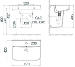 Chậu chân treo tường CD58 (V58)