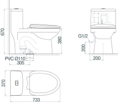 Bàn cầu một khối MK2