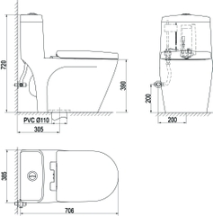 Bàn cầu một khối S308
