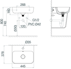 Chậu chân treo tường V23