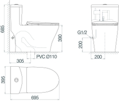 Bàn cầu một khối V36