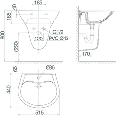 Chậu chân treo tường V39