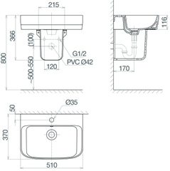 Chậu chân treo tường V59