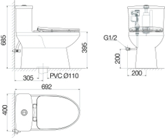 Bàn cầu một khối V811
