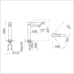 Vòi chậu cao một lỗ VG125