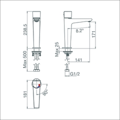 Vòi chậu cao một lỗ VG136.1