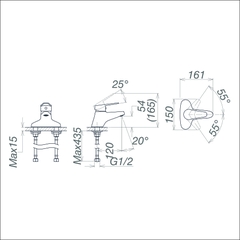 Vòi chậu thấp ba lỗ VG315