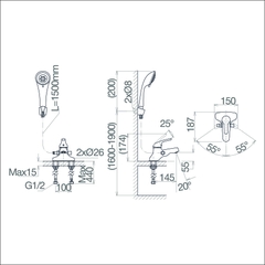 Vòi chậu ba lỗ liền sen VG326