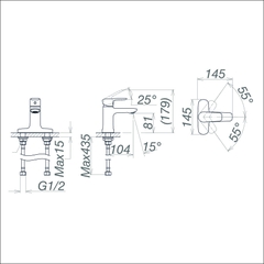 Vòi chậu thấp ba lỗ VG332