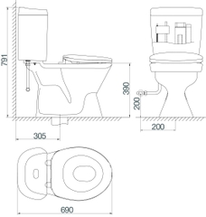 Bàn cầu hai khối VI66