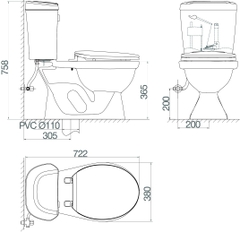 Bàn cầu hai khối VI77