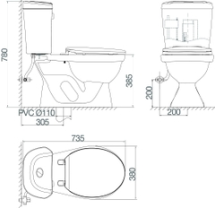 Bàn cầu hai khối VI88
