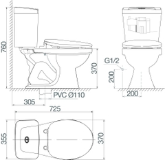 Bàn cầu hai khối VT34
