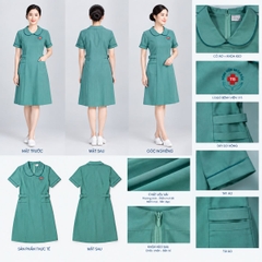 Bộ Đồng Phục Y Tế Đầm Điều Dưỡng Nữ Cổ Cánh Sen - Bệnh Viện Nhân Dân 115