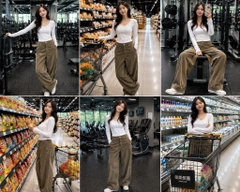 QE31 Quần nhung ống siêu rộng unisex