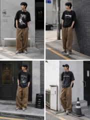 QE31 Quần nhung ống siêu rộng unisex