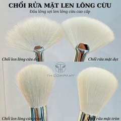 Chổi rửa mặt hỗ trợ tạo bọt chất liệu len lông cừu cao cấp phong cách Hàn Quốc (ảnh thật)