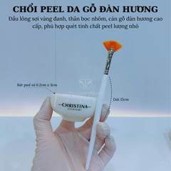 Chổi peel da lông vàng cán gỗ đàn hương cao cấp dùng quét tinh chất peel da