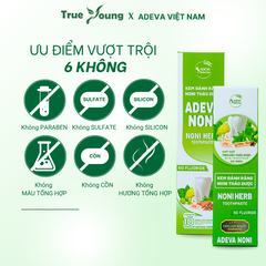 Kem Đánh Răng Thảo Dược NONI Adeva - Trắng răng, Ngăn Ngừa Hôi Miệng, Hỗ trợ giảm ê buốt, Viêm Nướu