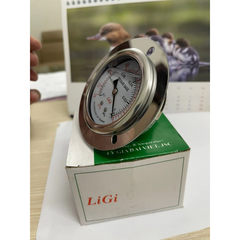 Đồng Hồ Áp Suất Âm Chân Không LIGI Inox 63mm - Dải Đo -1kg-0 (-76cmHg) | Vành 87mm | Ren 1/4NPT