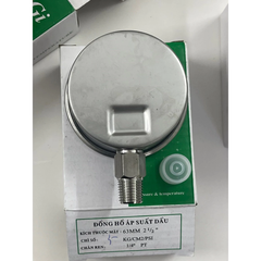Đồng Hồ Áp Suất Dầu LIGI Mặt 63mm Chân Ren 13mm (1/4PT) Dải Đo 5kg/cm² (0.5MPa)