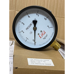 Đồng hồ áp suất LIGI 7Kg kích thước mặt 100mm ren đồng 3/8 PT 17mm (Không dầu)