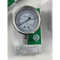 Đồng Hồ Áp Suất Dầu LIGI Mặt 63mm Chân Ren 13mm (1/4PT) Dải Đo 5kg/cm² (0.5MPa)