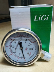 Đồng hồ áp suất dầu chân đứng LIGI dải đo 0-7Kg 0.7Mpa kích thước 63mm ren 1/4 13mm