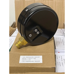 Đồng hồ áp suất LIGI 7Kg kích thước mặt 100mm ren đồng 3/8 PT 17mm (Không dầu)