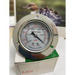 Đồng Hồ Áp Suất Âm Chân Không LIGI Inox 63mm - Dải Đo -1kg-0 (-76cmHg) | Vành 87mm | Ren 1/4NPT