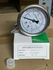Đồng hồ áp suất dầu chân đứng LIGI dải đo 0-7Kg 0.7Mpa kích thước 63mm ren 1/4 13mm