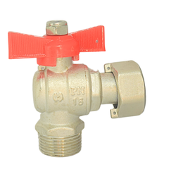 Van góc đồng có van một chiều mạ sau đồng hồ tay bướm ABS MIHA