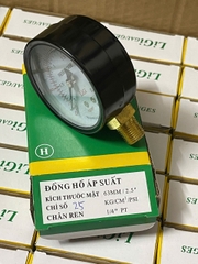 Đồng Hồ Hơi Áp Suất 63mm - Thang Đo 25kg/cm² (2.5MPa) - Ren Đồng 1/4" 13mm - Vỏ Thép Sơn Tĩnh Điện