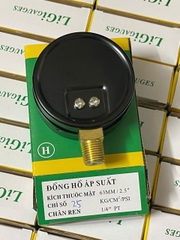Đồng Hồ Hơi Áp Suất 63mm - Thang Đo 25kg/cm² (2.5MPa) - Ren Đồng 1/4" 13mm - Vỏ Thép Sơn Tĩnh Điện