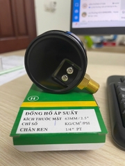 Đồng hồ áp suất hơi LiGi 1KG / 0,1Mpa kích thước mặt 63mm ren đồng 1/4NPT / 13mm