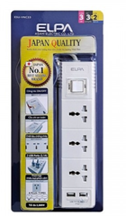 Ổ cắm điện ELPA ESU-VNC33 3 ổ điện, 1 công tắc, 3m, 2xUSB