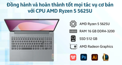 Laptop Lenovo Ideapad Slim 3 15ABR8 (82XM00MDVN) (R5-5625U/16GB/512GB/15.6 FHD/Win 11/Xám) - Chính hãng