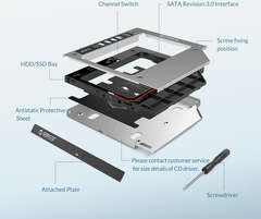 Caddy bay cho Laptop ORICO M95SS lắp cho máy có khay DVD 9.5mm
