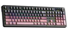 Bàn phím cơ AULA F108 Pro Black Pink Gradient Grey Wood V3 switch