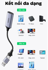 Card ghi hình HDMI to USB 2.0, Type C live streaming 1080P Ugreen (40189)