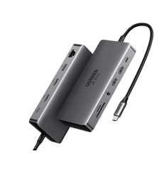 Bộ chuyển đổi USB-C sang 2*USB-A 3.2+1*USB-A 3.0+1*USB-C 3.2+2*HDMI 8K@30Hz+LAN+SD/TF+3.5mm Ugreen (15965)