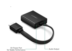 Cáp chuyển đổi từ HDMI sang VGA dẹt có Audio Ugreen 40248
