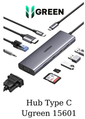 Bộ chuyển đổi USB-C sang 3*USB 3.0+HDMI+VGA+RJ45+SD/TF+3.5mm+PD Ugreen (15601)